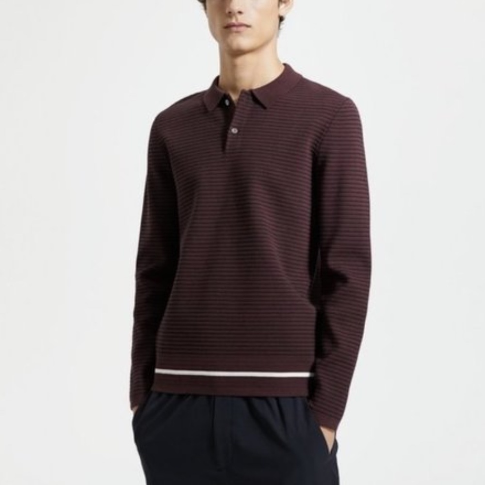 Theory Striped Long-Sleeve Polo